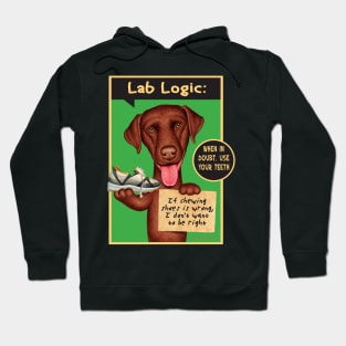Funny Labrador Retriever Dog with new toy on Chocolate Lab Holding Sneaker Hoodie